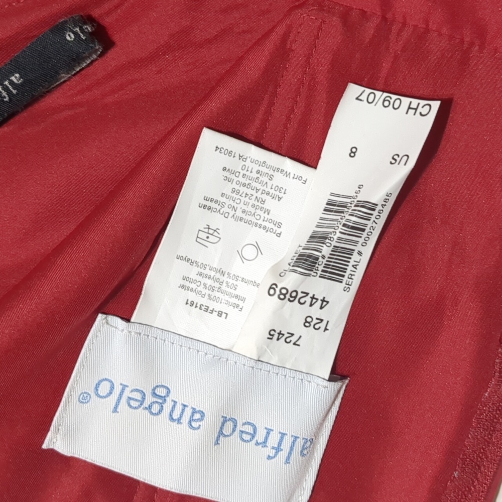 Alfred Angelo 7245 burgundy women's strapless dress size 8 - Picture 7 of 11